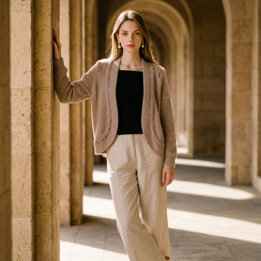 Elegant Beige Women's Pants